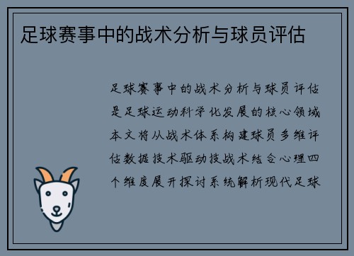 足球赛事中的战术分析与球员评估